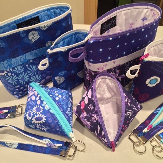 Small zippered pouches and key foba! Sweetpea Pods, Becca Bags, and Fobio key fobs patterns by #LazyGirlDesigns
