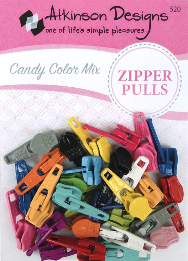 Zipper Pulls in fun colors for #LazyGirlDesigns patterns.