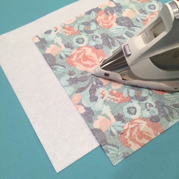 Press interfacing with a press cloth and iron. Stiff Stuff firm sew-in interfacing to add structure to purse, bag, and tote projects