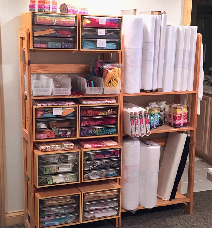 Easy & inexpensive Fabric Storage tutorial  Sewing room organization,  Quilting room, Sewing room storage