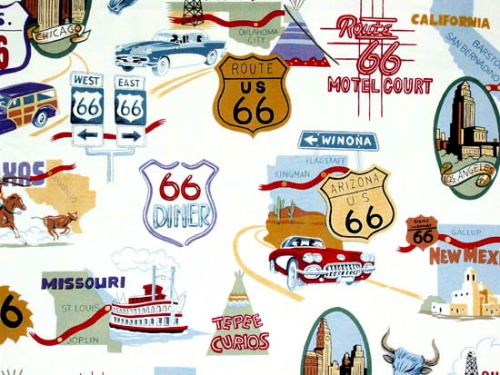 Route 66 novelty fabric.