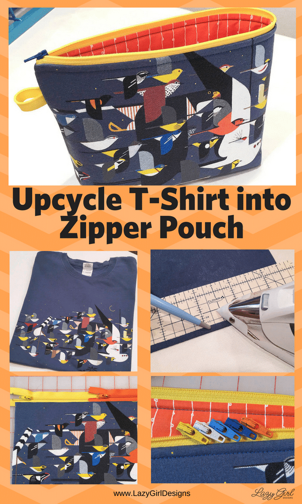 recycled t-shirt as a zipper pouch