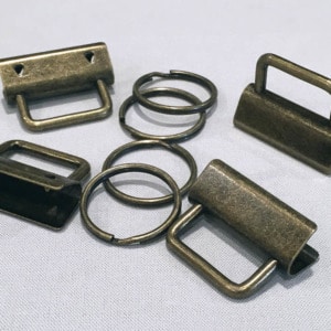 key fob hardware in antique brass finish