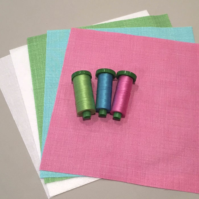 Fabric, interfacing, and thread supplies for easy DIY Decorative Stitch Easter Eggs
