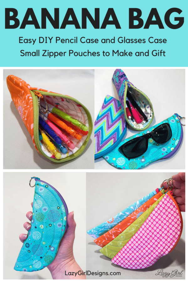 banana bag small zipper pouch sewing pattern from Lazy Girl Designs LGD