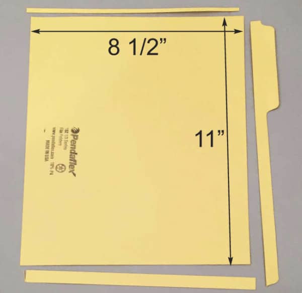 Trim file folder to letter sized sheet.