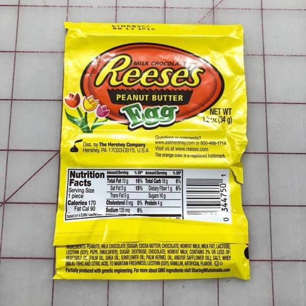 Easter candy wrapper for Reese’s peanut butter egg